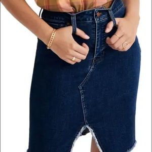 Madewell fray hem denim skirt